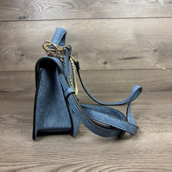 Aldo Mirama Top Handle Cross Body Bag w/ Gold Chain Blue Purse Handbag - Picture 5 of 11